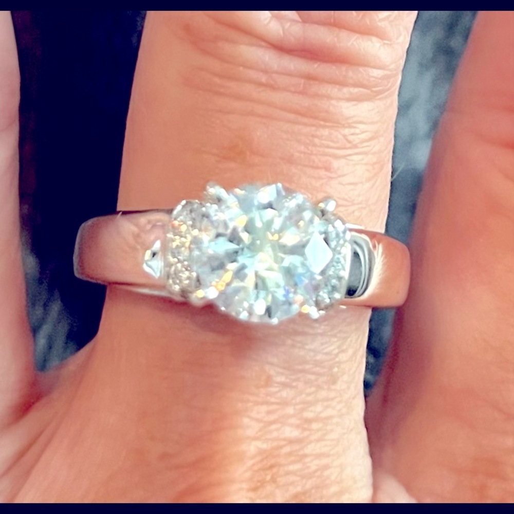 QVC Epiphany Diamonique 100-Facet 2.35 ctw Fancy Gallery Ring